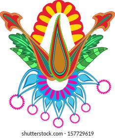 Original hand drawn line art ornate flower design, EPS8 - vector graphics.