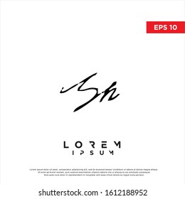 original hand lettering initial letter Sh logo. unique grunge style icon, template design
