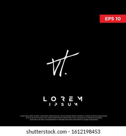 original hand lettering initial letter vt logo. unique grunge style icon, template design