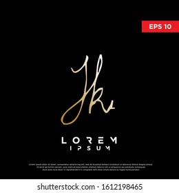 original hand lettering initial letter Jk logo. unique grunge style icon, template design