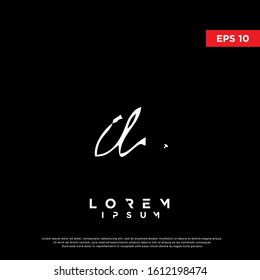 original hand lettering initial letter Cl logo. unique grunge style icon, template design