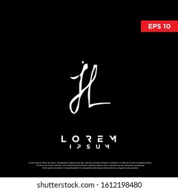 original hand lettering initial letter Jl logo. unique grunge style icon, template design