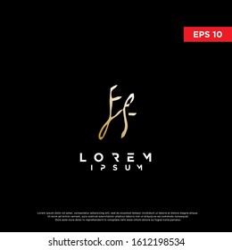 original hand lettering initial letter Ff logo. unique grunge style icon, template design