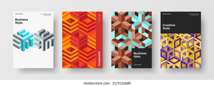 Colección de concepto de vector de diseño de la lista de mano original A4. Conjunto de plantillas de portada de catálogo de patrones geométricos únicos.