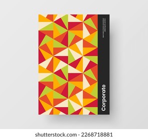Original handbill design vector template. Multicolored geometric pattern presentation concept.