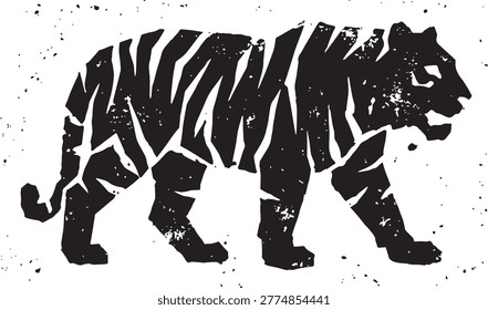 An original hand-drawn pencil sketch of a tiger, showcasing raw artistic strokes and rough textures.