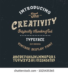 Original handmade alphabet. Vintage font design. Vector.