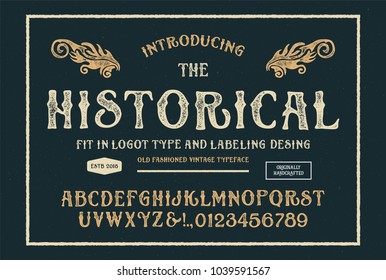 Original handmade alphabet. Vintage font design. Typeface. Vector.