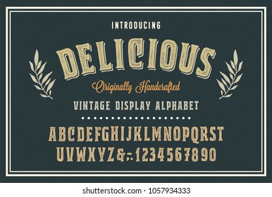 Original handmade alphabet. Vintage font design. Typeface. Vector.