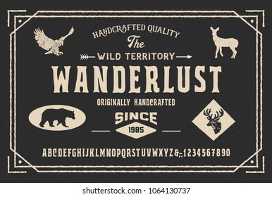 Original handmade alphabet. Vintage font design. Typeface. Vector.