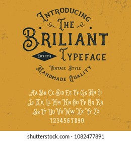 Original handmade alphabet. Vintage font design and poster. Custom typeface. Vector.