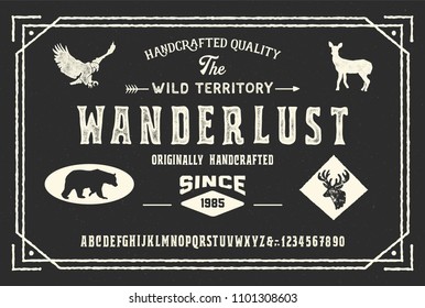 Original handmade alphabet. Vintage font design and poster. Custom typeface. Vector.