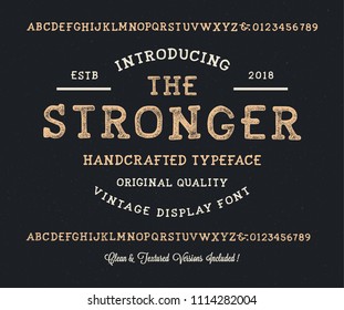 Original handmade alphabet. Vintage font design and poster. Custom typeface. Clean & Textured Versions Included. Vector.