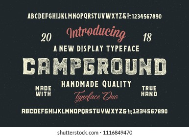 Original handmade alphabet. Vintage font design and poster. Custom typeface. Vector.