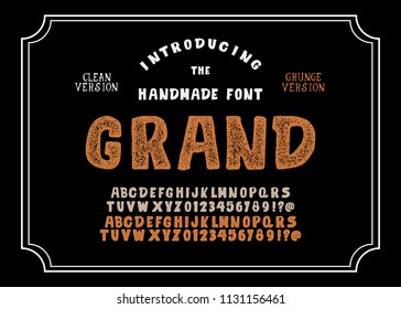 Original handmade alphabet. Vintage font design. Typeface. Vector.