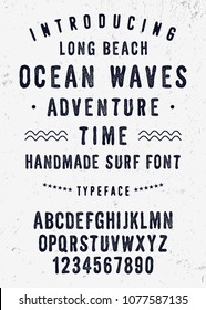 Original Handmade Alphabet. Vintage Surf Font Design And Poster. Custom Typeface. Vector.