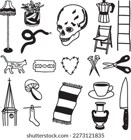 Original Handmade Tattoo Vector Artwork.Handcrafted Tattoo Vector Graphics
