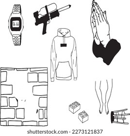 Original Handmade Tattoo Vector Artwork.Handcrafted Tattoo Vector Graphics
