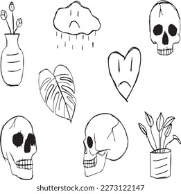 Original Handmade Tattoo Vector Artwork.Handcrafted Tattoo Vector Graphics