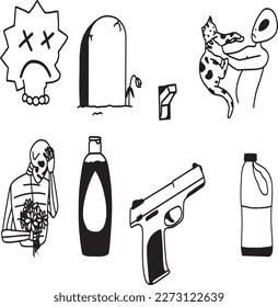 Original Handmade Tattoo Vector Artwork.Handcrafted Tattoo Vector Graphics