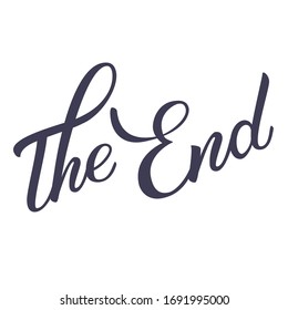 Original handwritten text The End. Modern calligraphy. Vector Illustration for logo, poster, label, card, banner, print and web project.