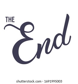 Original handwritten text The End. Modern calligraphy. Vector Illustration for logo, poster, label, card, banner, print and web project.