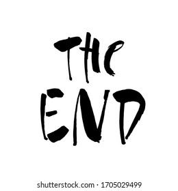Original handwritten text The End. Modern brush calligraphy. Vector Illustration for logo, poster, label, card, banner, print and web project.