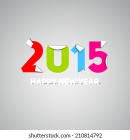 Original Happy New Year 2015 card, vector illustration with paper corners and place for your text