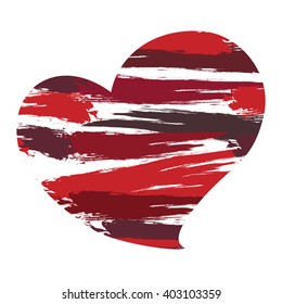 Original heart in grunge style in red tones