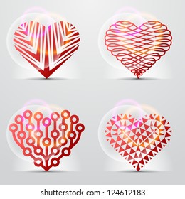 Original heart symbols (icons, signs, logos). Creative collection of vector graphics.