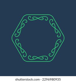 Marco hexagonal original con elementos florales.