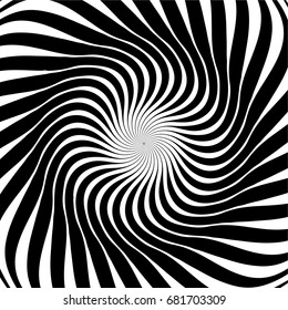Original hypnotic spiral in the square. Decorative design background for vector background. Black and white.