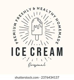 original ice cream  line art logo vector minimalist illustration design, healthy ice cream symbol design