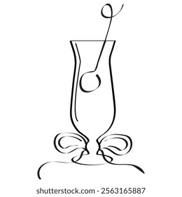 original icon of a long cocktails glass with an olive in it is drawn with a black outline