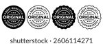 Original icon set. Original logo, label, badge, symbol, banner, stamp, line, black, flat vector illustration isolated on white background. Original label for product packaging design.