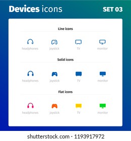 Original icons of modern devices and electronics