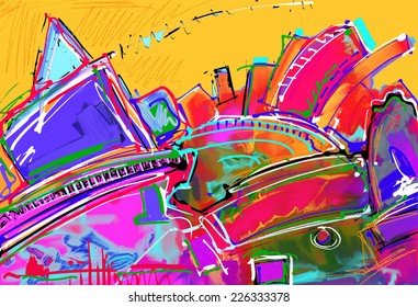 original illustration of abstract art digital painting, vector version