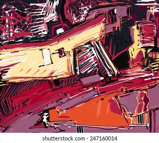 original illustration of abstract art digital painting, vector illustration