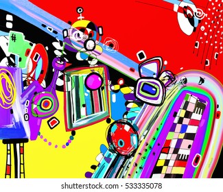 original illustration of abstract artwork digital painting to printable wall art, poster, greeting card and other design, vector illustration