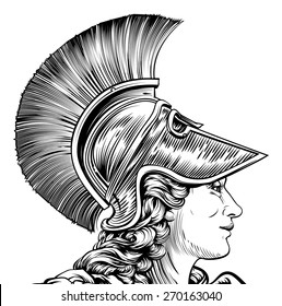 Original illustration of an ancient Greek warrior woman in vintage style. Possible Athena, Hera, or Britannia svg