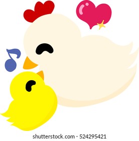 original illustration of cute domestic fowl and chick