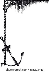 An original illustration of a ships anchor and rope in a vintage style
