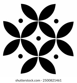 Original Indonesian batik logo with a round leaf shape with black dots