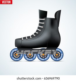 Original Inline skates for Roller hockey. Sporting equipment. Vector illustration isolated on background.