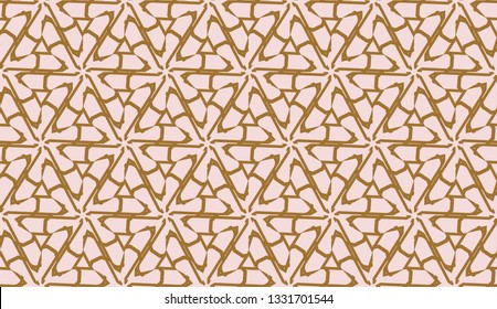 Original interior background in triangles style. Vector illustration. For you home interior wallpaper, fashion print. Light Beige color