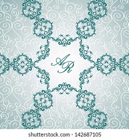 Original invitation with floral lace decoration. Romantic card