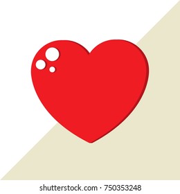 Original isolated red heart. Heart in simple cartoon flat style.Vector illustration for good mood.