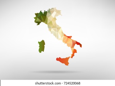 Original Italian map vector illustration with abstract flag background