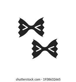 Original italian pasta farfalle black glyph icon. Isolated vector element. Outline pictogram for web page, mobile app, promo.  