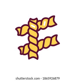 Original italian pasta Girandole color line icon. Isolated vector element.